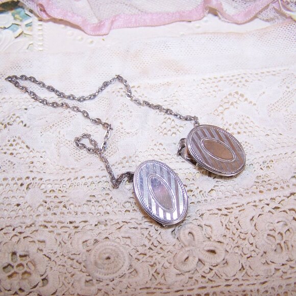 Foster & Bailey Sterling Silver Sweater Clips - Oval Tops with Guilloche Design - Picture 3 of 7